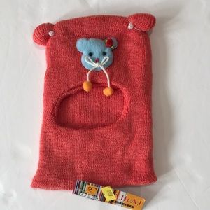NWT Peach Wool Balaclava Monkey Cap / Beanie for 0-6 months
